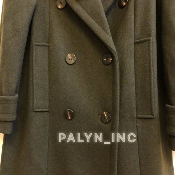 NWT ZARA KHAKI LONG DOUBLE-BREASTED WOOL MILITARY COAT - Picture 5 of 12